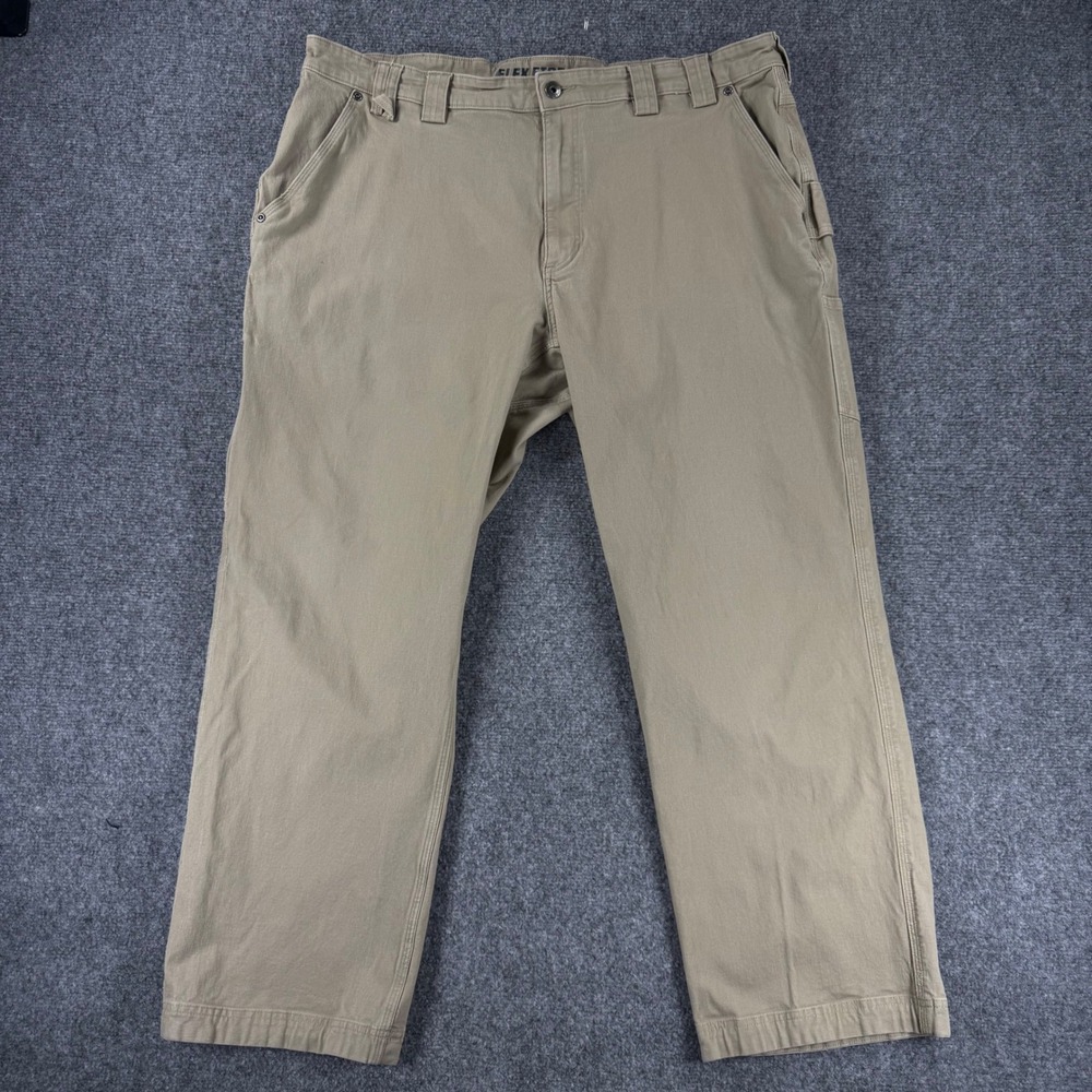 Duluth Trading Co Flex Fire Hose Relaxed Fit Cargo Pants Men 42x30 Khaki Cotton